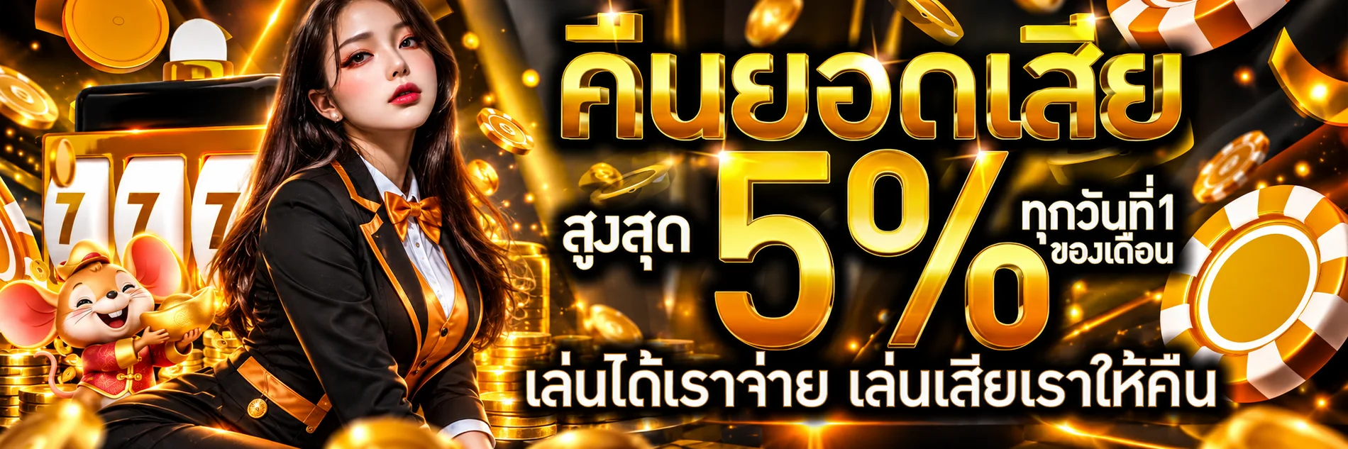 แบนเนอร์คืนยอดเสีย JAKKAJEE พร้อมตัวละคร PG Soft